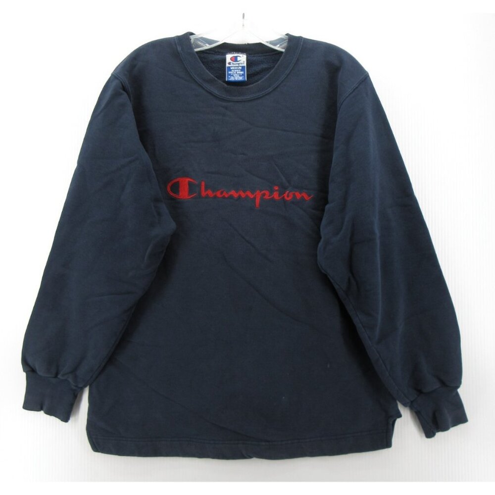 VINTAGE Champion Sweatshirt Medium Pullover Spell Out 90s Y2K Crewneck*